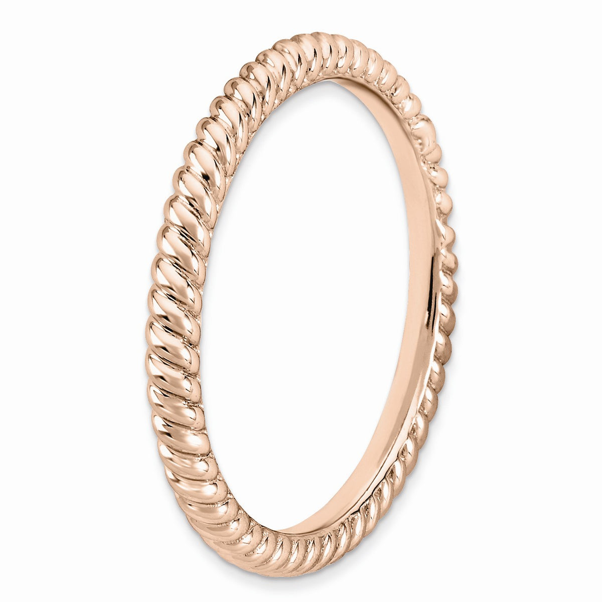 Alternate view of the 2.25mm 14k Rose Gold Plated Sterling Silver Stackable Twisted Band by The Black Bow Jewelry Co.