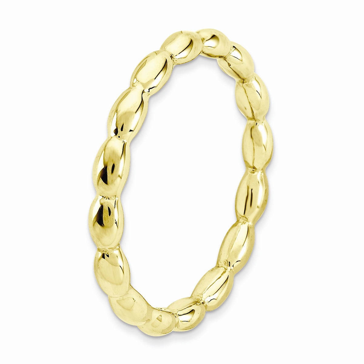 Alternate view of the 2.25mm 14k Yellow Gold Plated Sterling Silver Rice Bead Band, Size 5 by The Black Bow Jewelry Co.