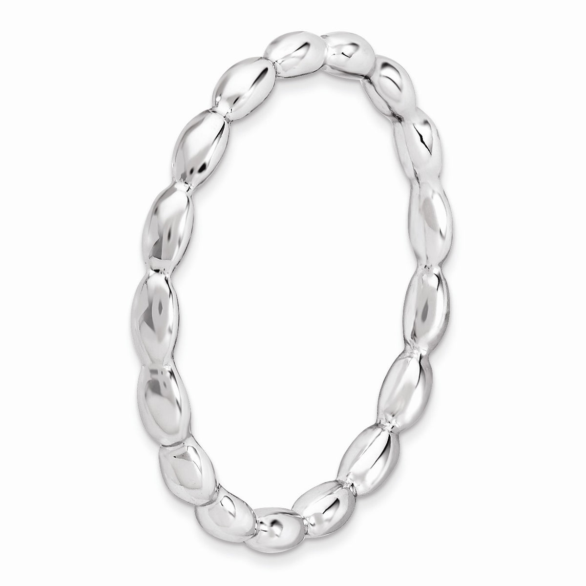 Alternate view of the 2.25mm Sterling Silver Stackable Rice Bead Band by The Black Bow Jewelry Co.