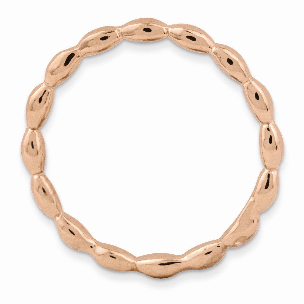 Alternate view of the 2.25mm 14k Rose Gold Plated Sterling Silver Stackable Rice Bead Band by The Black Bow Jewelry Co.