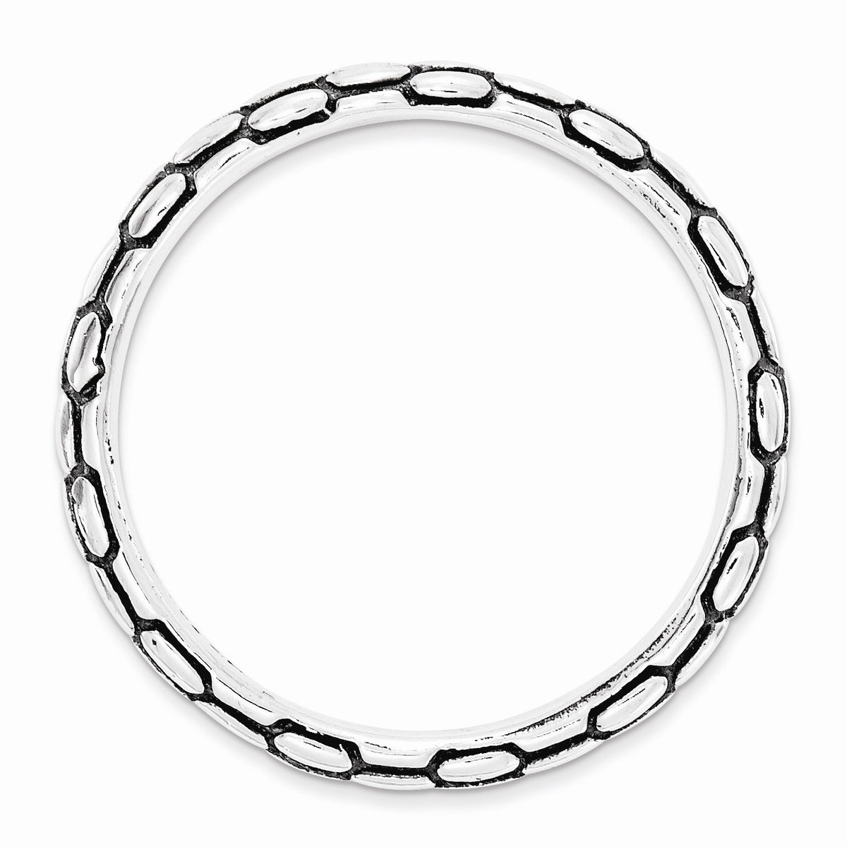 Alternate view of the 2.5mm Sterling Silver Stackable Antiqued Snake Skin Band by The Black Bow Jewelry Co.