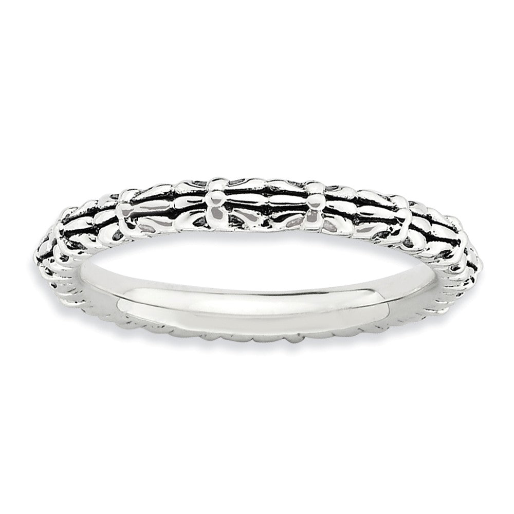 2.5mm Sterling Silver Stackable Antiqued Bundle Band, Item R8944 by The Black Bow Jewelry Co.