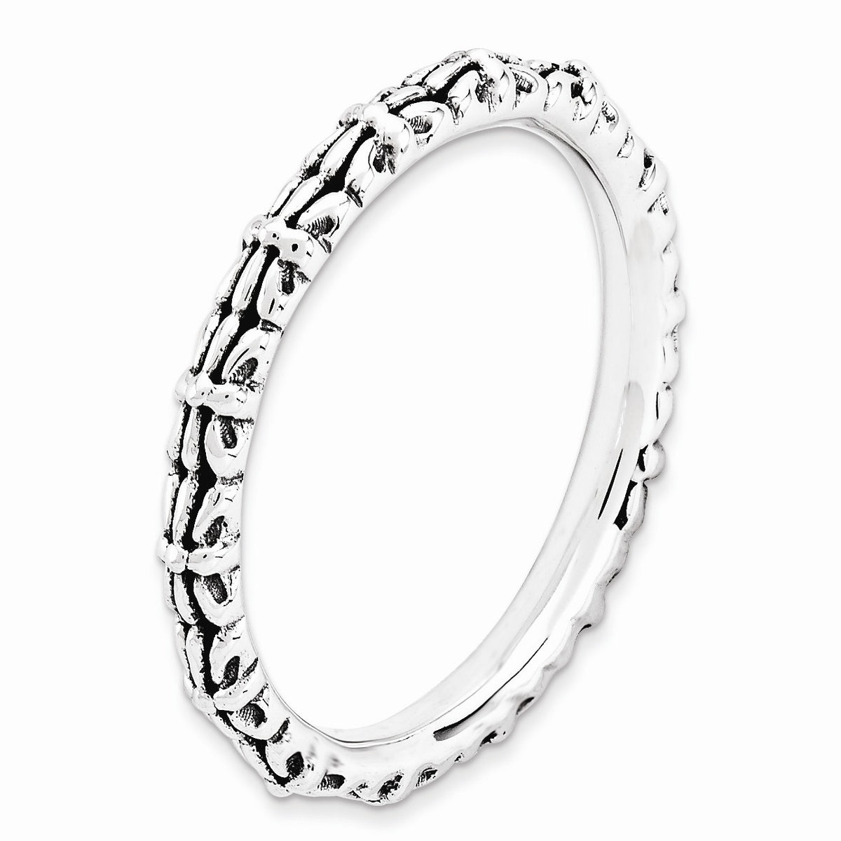 Alternate view of the 2.5mm Sterling Silver Stackable Antiqued Bundle Band by The Black Bow Jewelry Co.