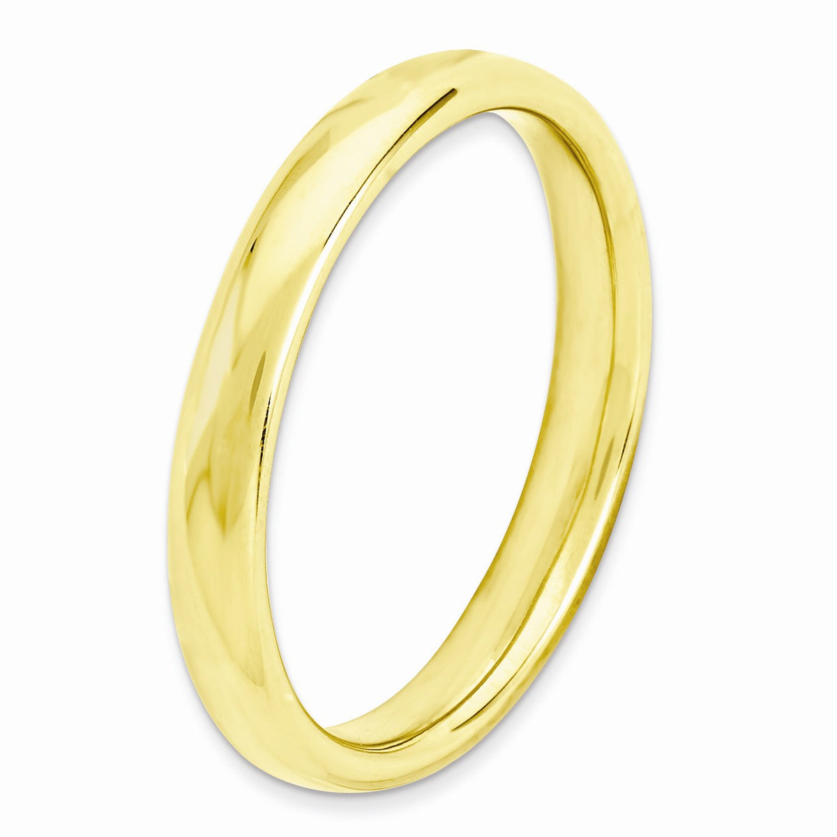 Alternate view of the 3.25mm 14k Yellow Gold Plated Sterling Silver Stackable Polished Band by The Black Bow Jewelry Co.