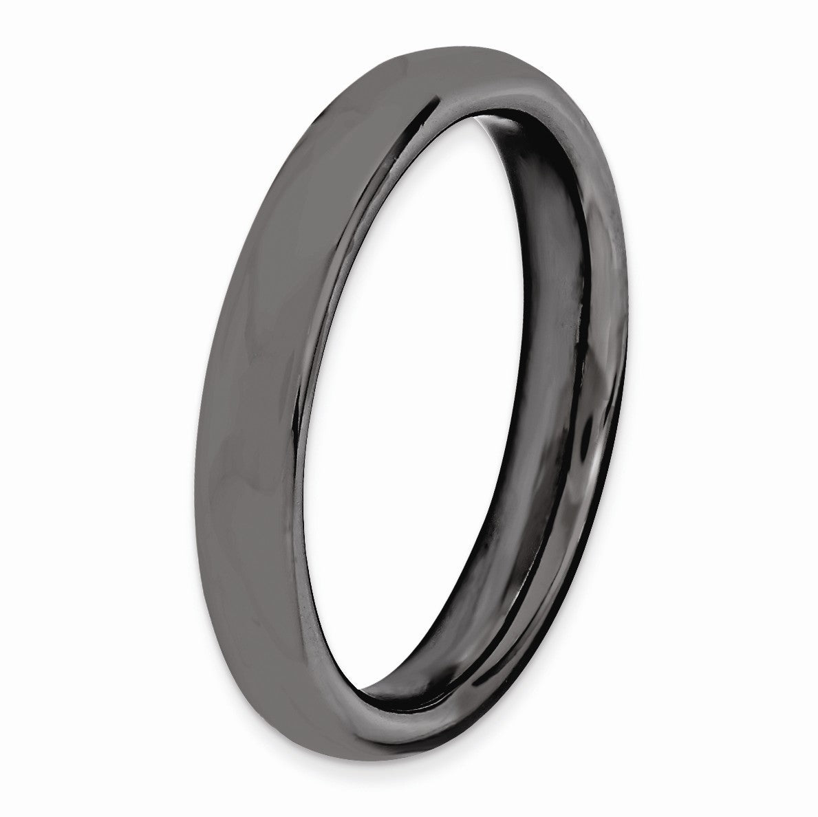 Alternate view of the 3.25mm Black Plated Sterling Silver Stackable Polished Band, Size 5 by The Black Bow Jewelry Co.