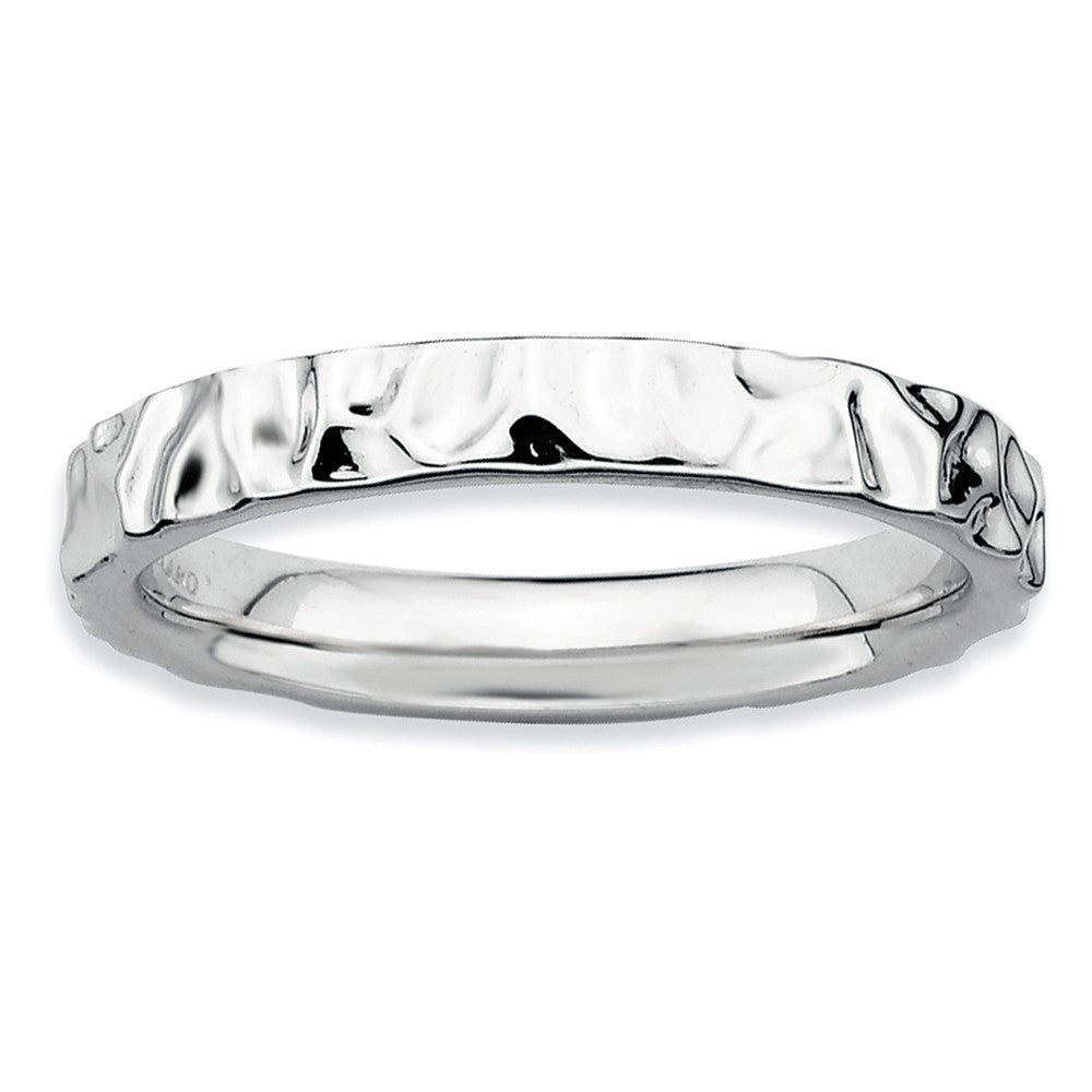 3.25mm Sterling Silver Stackable Hammered Polished Band, Item R8955 by The Black Bow Jewelry Co.