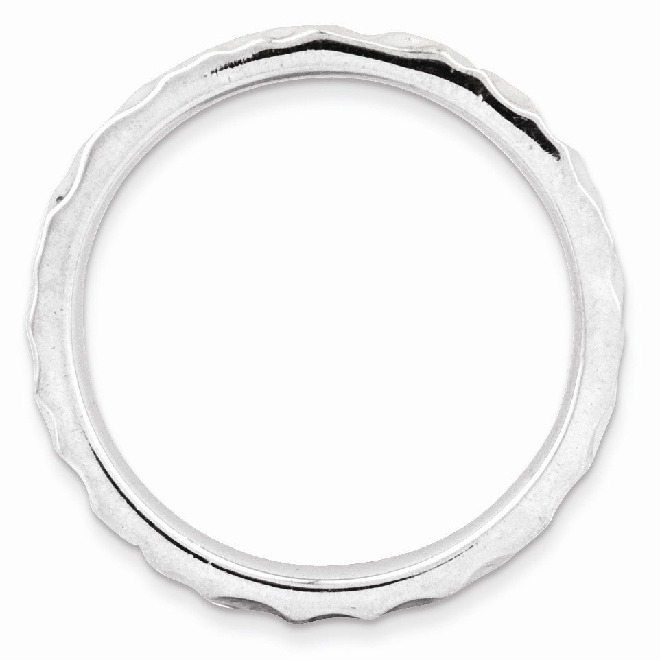 Alternate view of the 3.25mm Sterling Silver Stackable Hammered Polished Band by The Black Bow Jewelry Co.