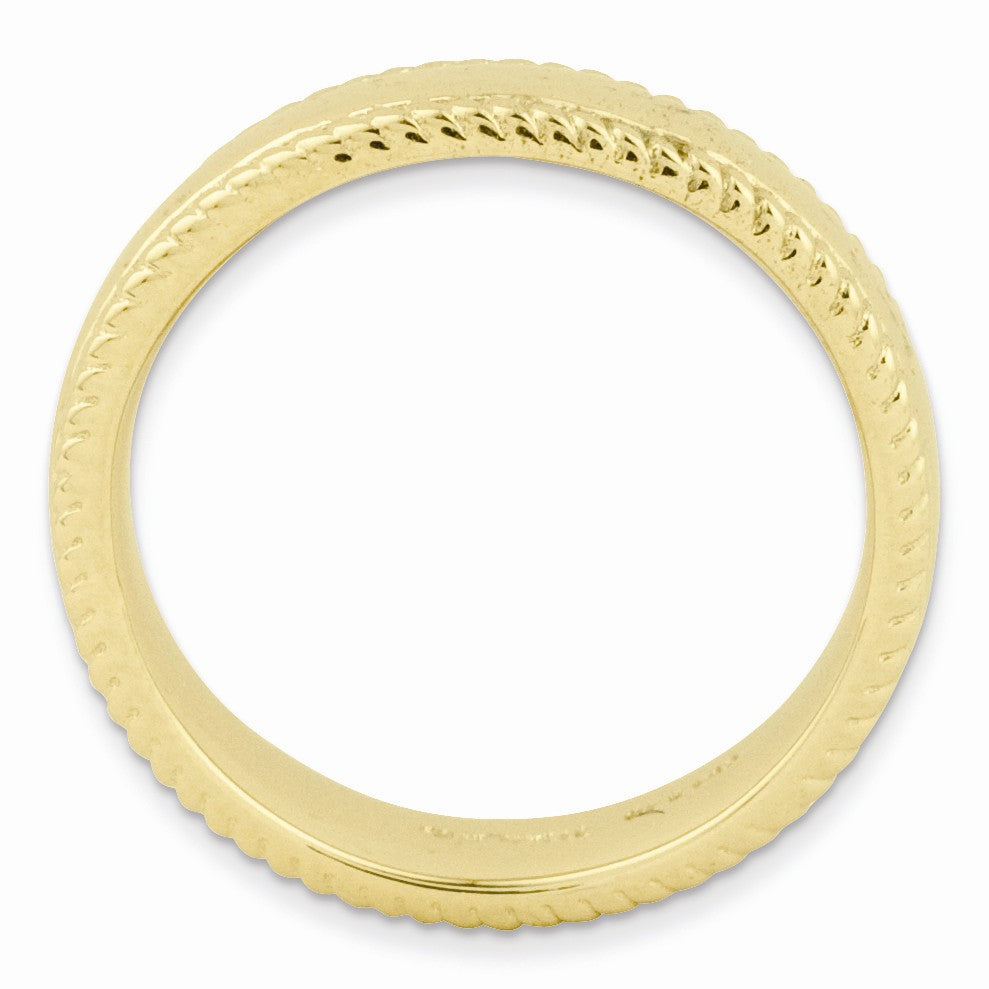 Alternate view of the 14k Yellow Gold Plate Sterling Silver Stackable Rope Edged 4.25mm Band by The Black Bow Jewelry Co.