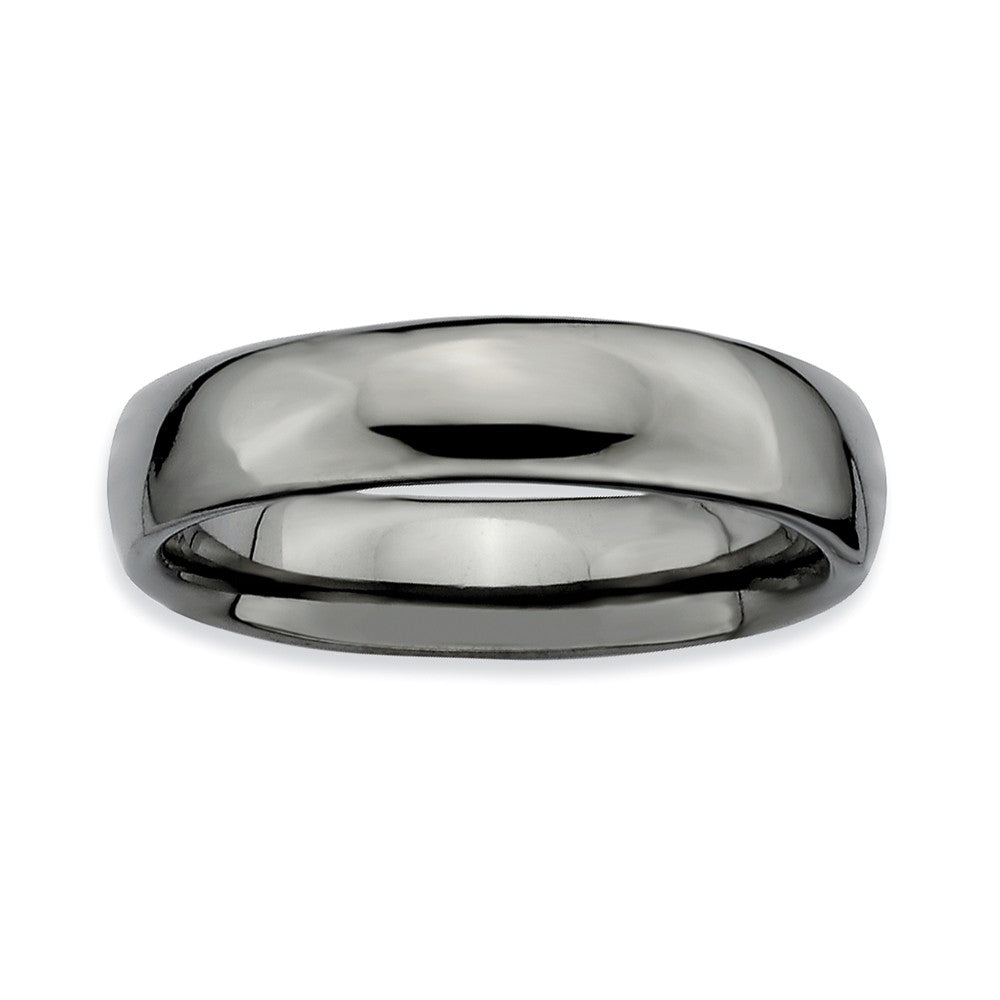 Black Plated Sterling Silver Stackable Polished 4.5mm Band, Item R8985 by The Black Bow Jewelry Co.