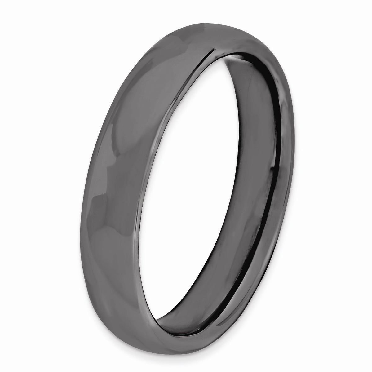 Alternate view of the Black Plated Sterling Silver Stackable Polished 4.5mm Band by The Black Bow Jewelry Co.