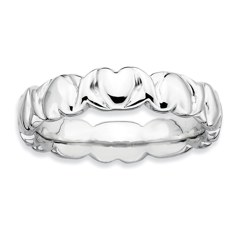Sterling Silver Entwined Hearts Stackable 4.5mm Band, Item R8987 by The Black Bow Jewelry Co.