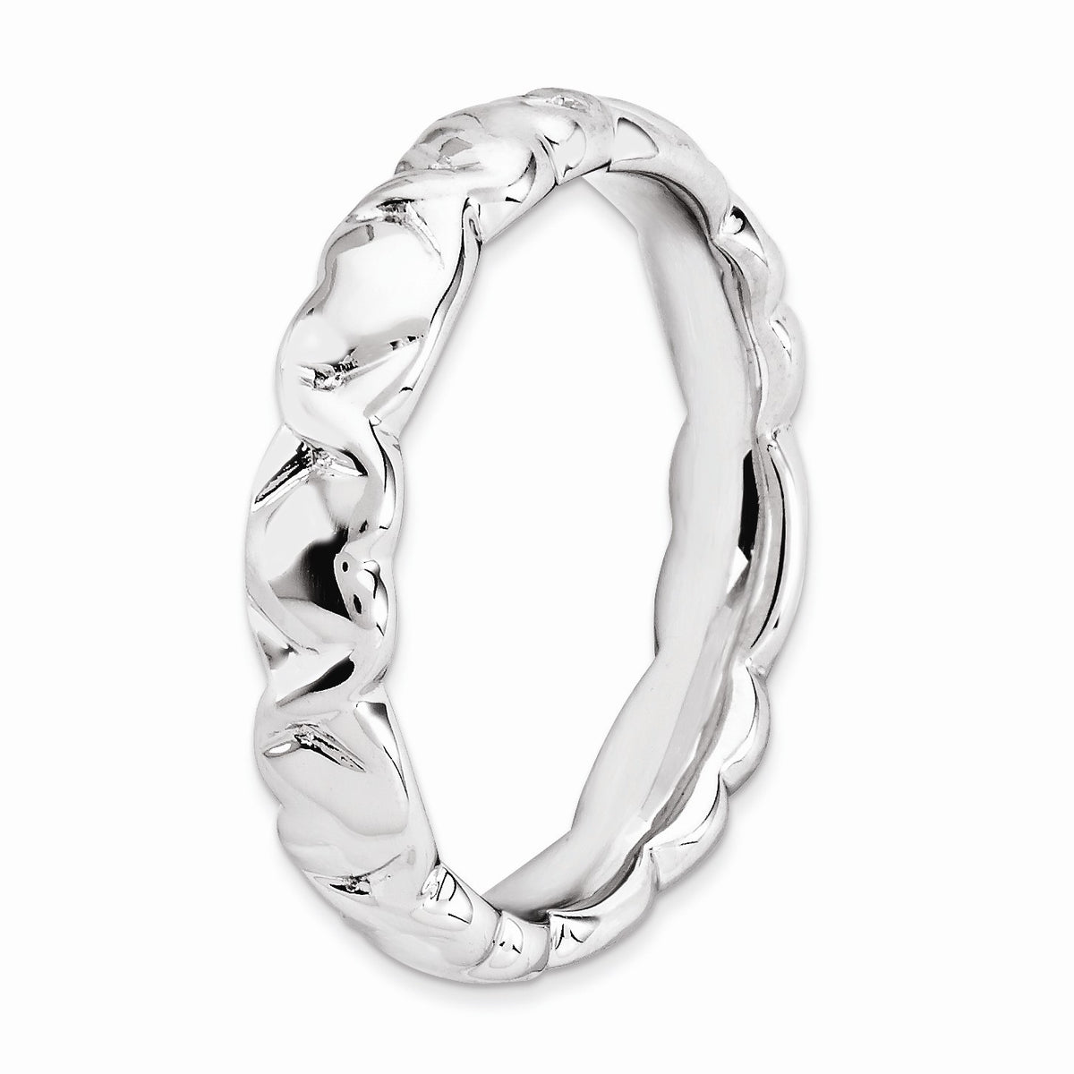 Alternate view of the Sterling Silver Entwined Hearts Stackable 4.5mm Band, Size 5 by The Black Bow Jewelry Co.