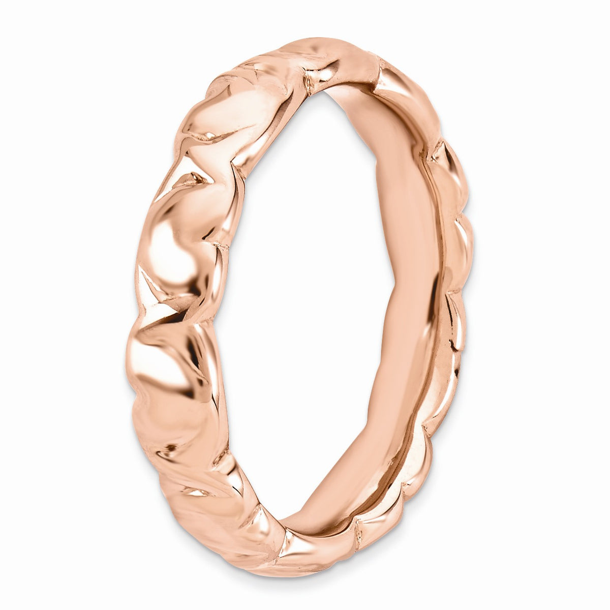 Alternate view of the 14k Rose Gold Plate Sterling Silver Hearts Stackable 4.5mm Band by The Black Bow Jewelry Co.