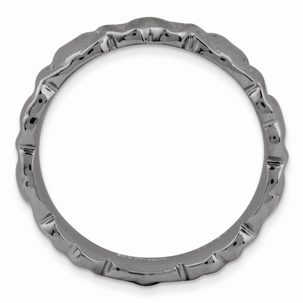 Alternate view of the Black Plated Sterling Silver Entwined Hearts Stackable 4.5mm Band by The Black Bow Jewelry Co.