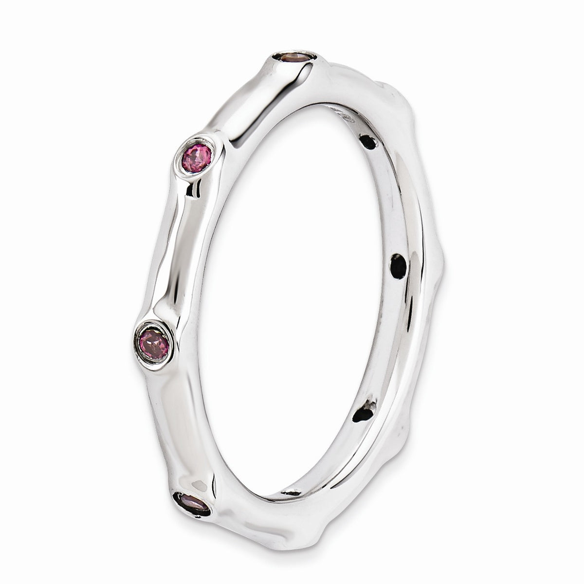 Alternate view of the Sterling Silver Stackable Rhodolite Garnet Accent 2.25mm Band, Size 5 by The Black Bow Jewelry Co.