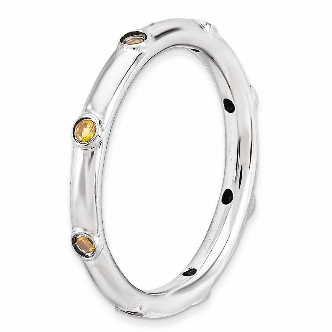 Alternate view of the Sterling Silver Stackable Citrine Accent 2.25mm Band, Size 5 by The Black Bow Jewelry Co.
