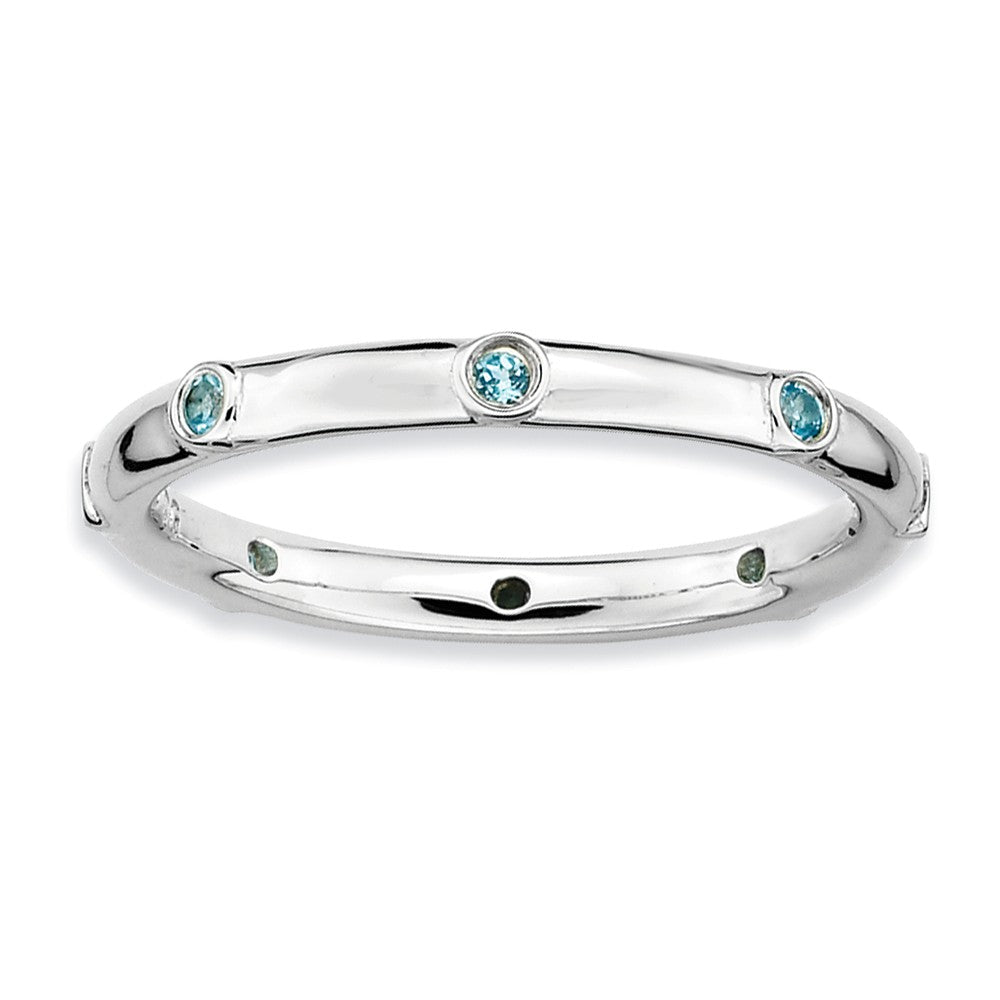 Sterling Silver Stackable Blue Topaz Accent 2.25mm Band, Item R9002 by The Black Bow Jewelry Co.