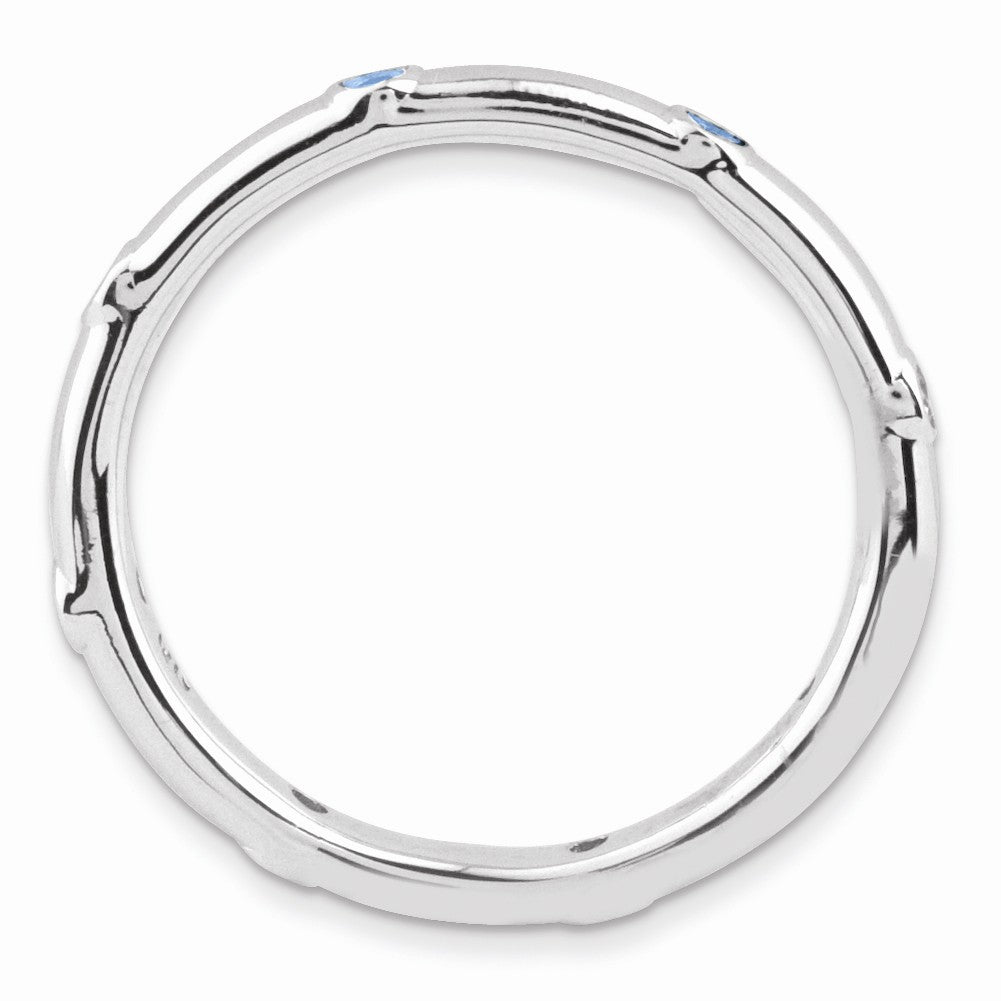 Alternate view of the Sterling Silver Stackable Blue Topaz Accent 2.25mm Band by The Black Bow Jewelry Co.