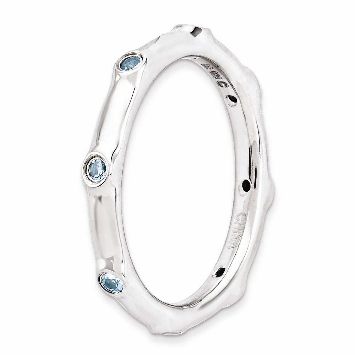 Alternate view of the Sterling Silver Stackable Blue Topaz Accent 2.25mm Band, Size 5 by The Black Bow Jewelry Co.