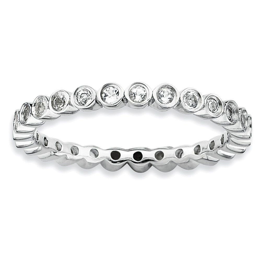 Sterling Silver Stackable Bezel Set White Topaz 2.25mm Band, Item R9003 by The Black Bow Jewelry Co.