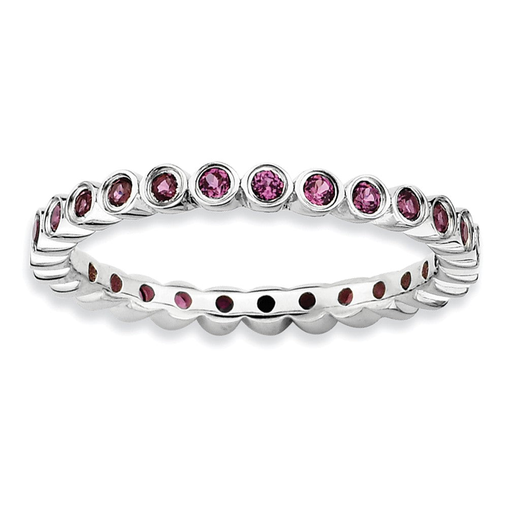 Sterling Silver Stackable Bezel Set Rhodolite Garnet 2.25mm Band, Item R9005 by The Black Bow Jewelry Co.
