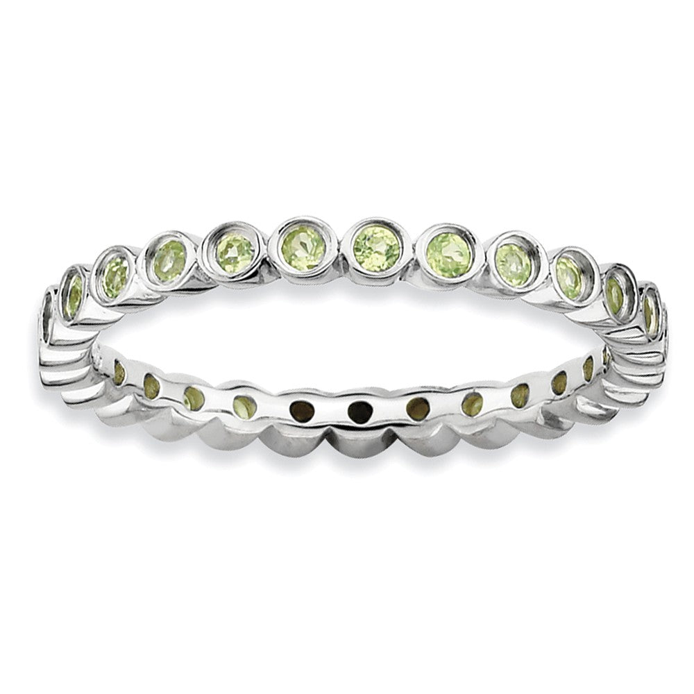 Sterling Silver Stackable Bezel Set Peridot 2.25mm Band, Item R9007 by The Black Bow Jewelry Co.