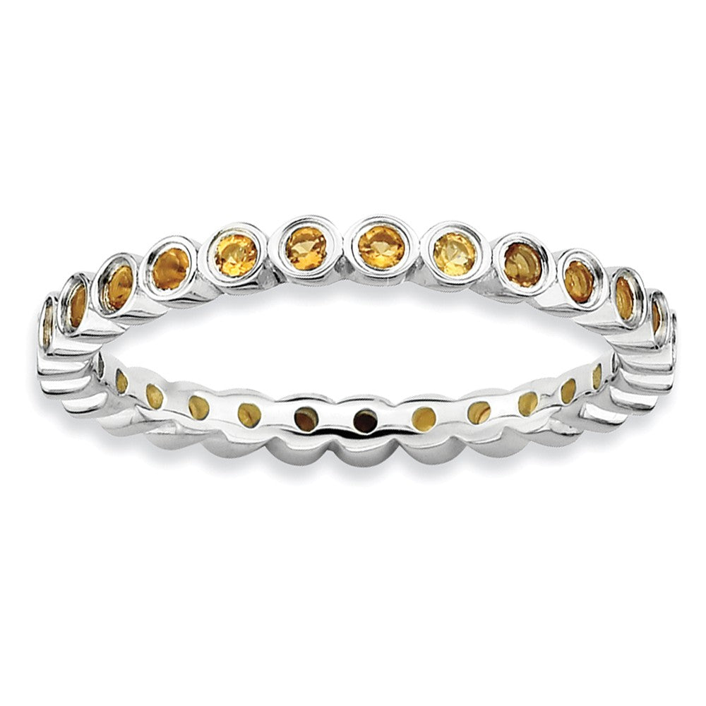 Sterling Silver Stackable Bezel Set Citrine 2.25mm Band, Item R9010 by The Black Bow Jewelry Co.