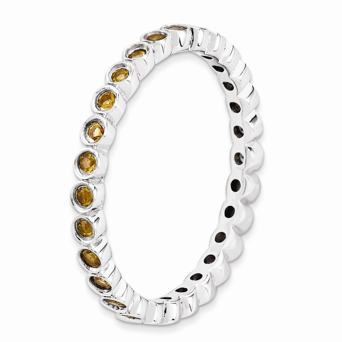 Alternate view of the Sterling Silver Stackable Bezel Set Citrine 2.25mm Band, Size 5 by The Black Bow Jewelry Co.