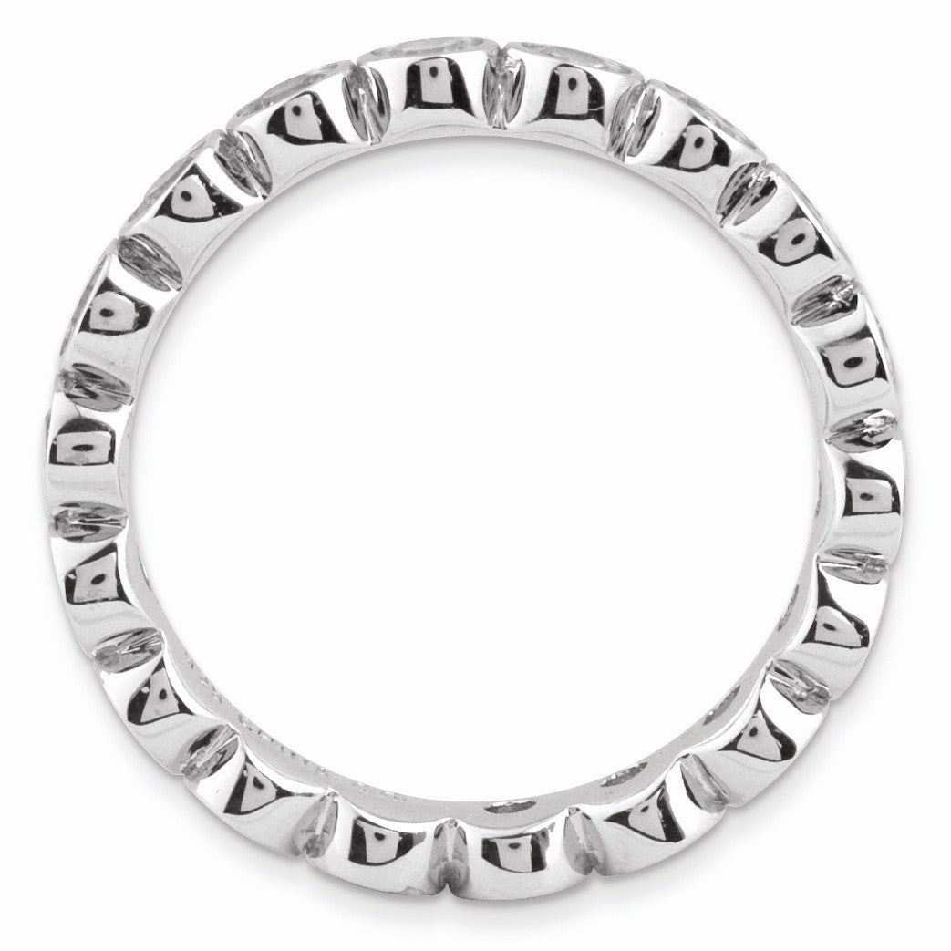 Alternate view of the Sterling Silver Stackable Bezel Set White Topaz 3.5mm Band by The Black Bow Jewelry Co.