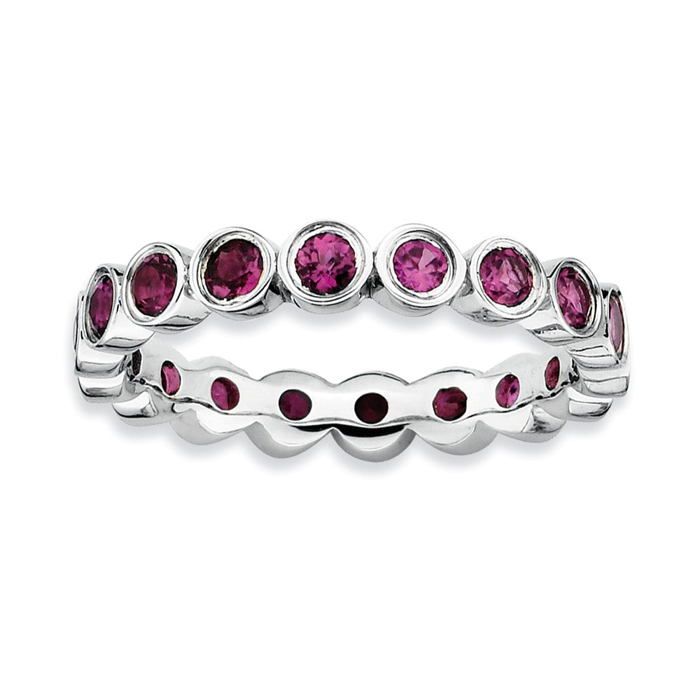 Sterling Silver Stackable Bezel Set Rhodolite Garnet 3.5mm Band, Item R9014 by The Black Bow Jewelry Co.