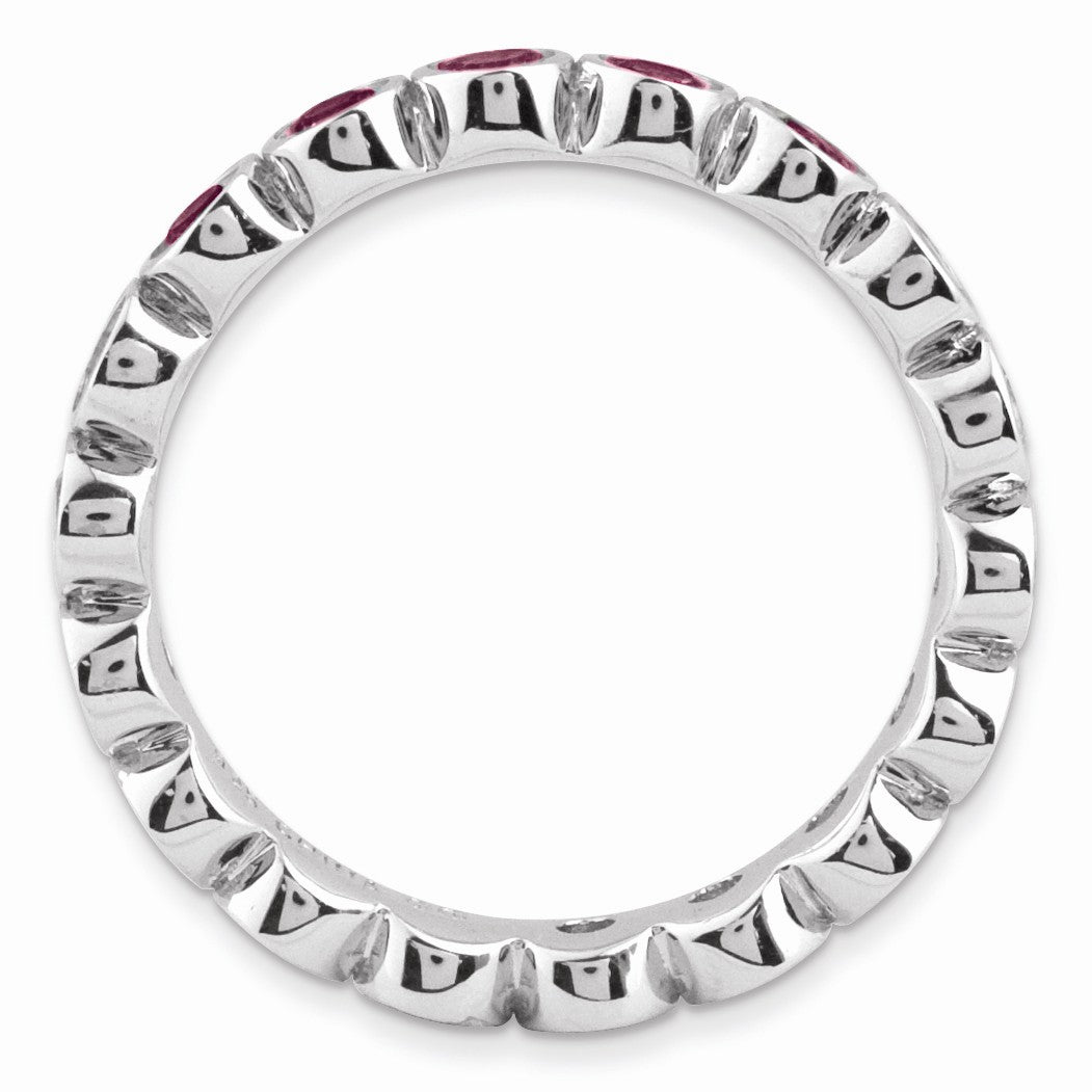 Alternate view of the Sterling Silver Stackable Bezel Set Rhodolite Garnet 3.5mm Band by The Black Bow Jewelry Co.