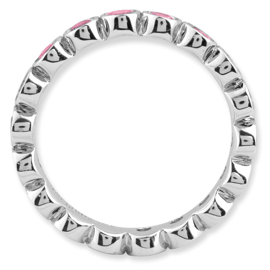 Alternate view of the Sterling Silver Stackable Bezel Set Pink Tourmaline 3.5mm Band by The Black Bow Jewelry Co.