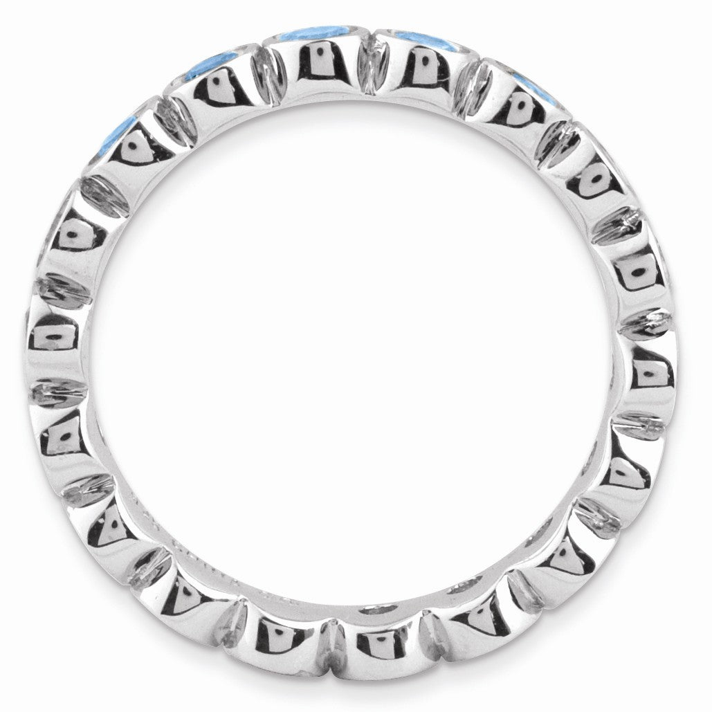 Alternate view of the Sterling Silver Stackable Bezel Set Blue Topaz 3.5mm Band by The Black Bow Jewelry Co.