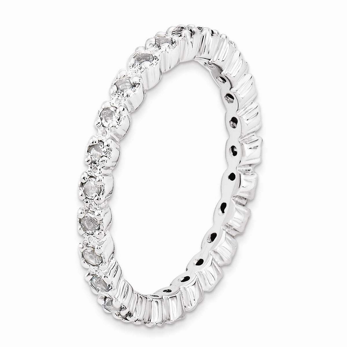 Alternate view of the Sterling Silver Stackable White Topaz Band, Size 5 by The Black Bow Jewelry Co.