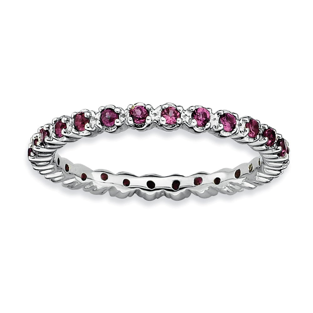 Sterling Silver Stackable Rhodolite Garnet Band, Item R9024 by The Black Bow Jewelry Co.