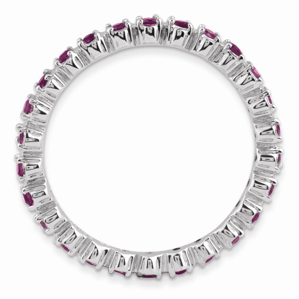 Alternate view of the Sterling Silver Stackable Rhodolite Garnet Band by The Black Bow Jewelry Co.