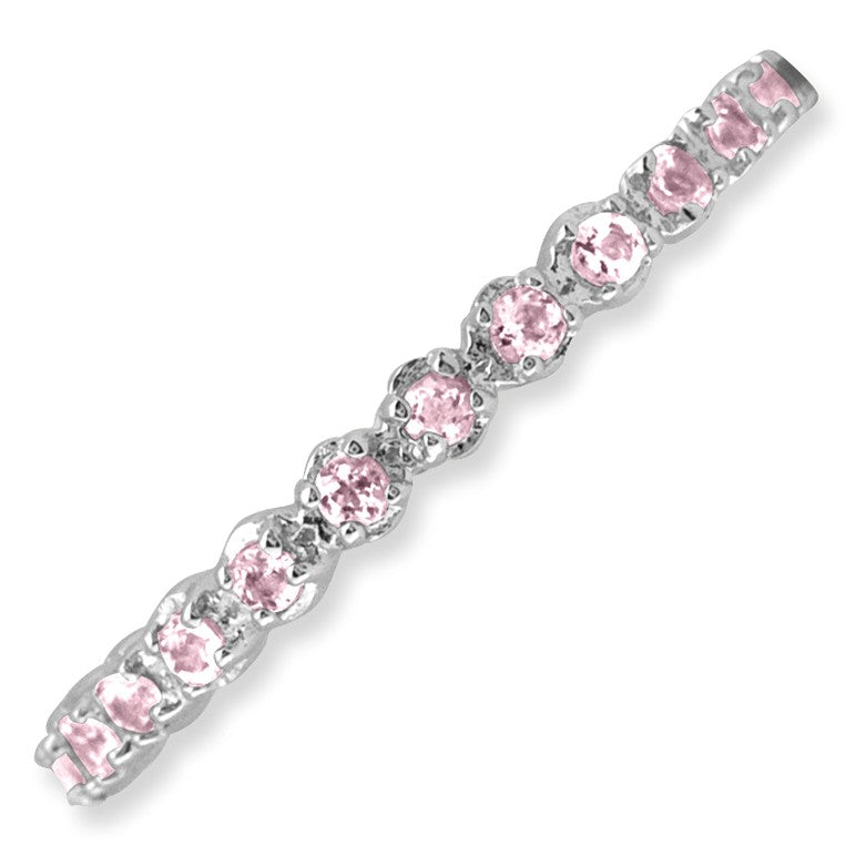 Alternate view of the 2.25mm Silver Stackable Pink Tourmaline Band, Size 5 by The Black Bow Jewelry Co.