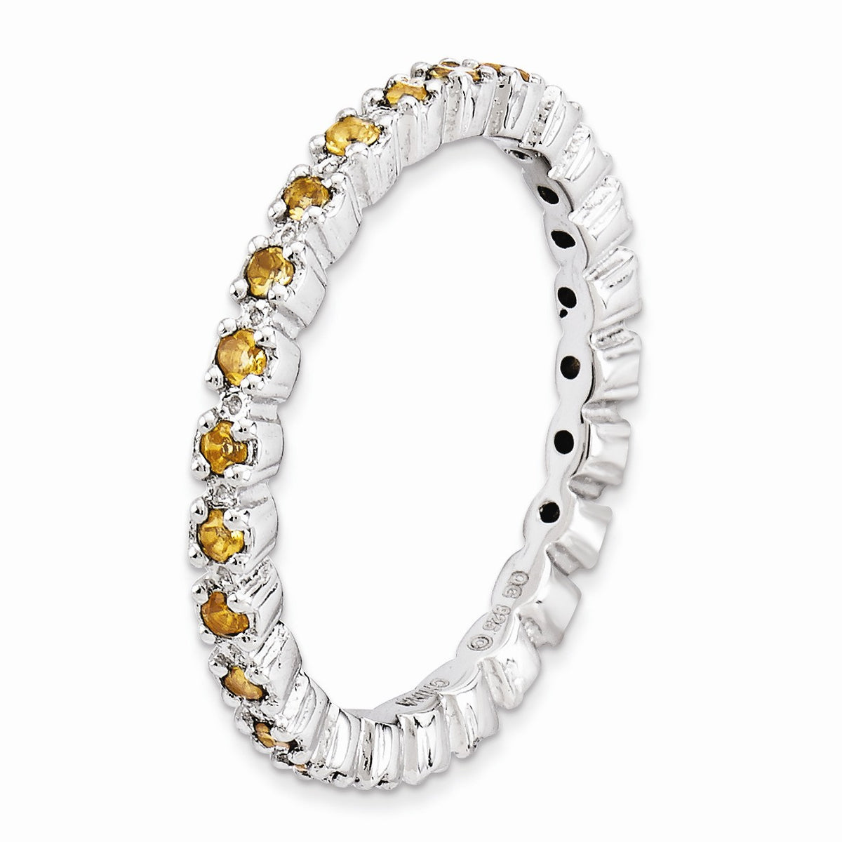 Alternate view of the 2.25mm Silver Stackable Citrine Band, Size 5 by The Black Bow Jewelry Co.