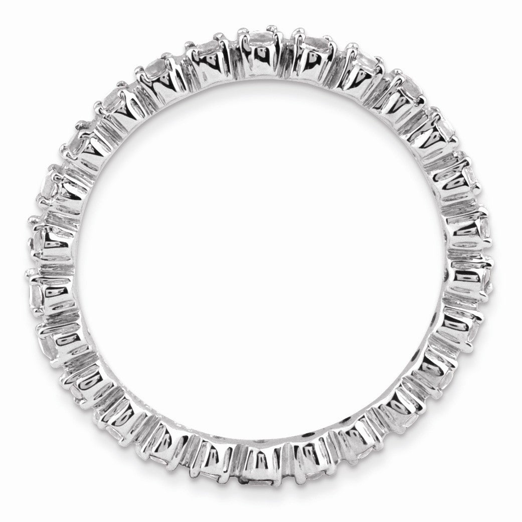 Alternate view of the 2.25mm Stackable White Topaz and .04 Ctw HI/I3 Diamond Silver Band by The Black Bow Jewelry Co.