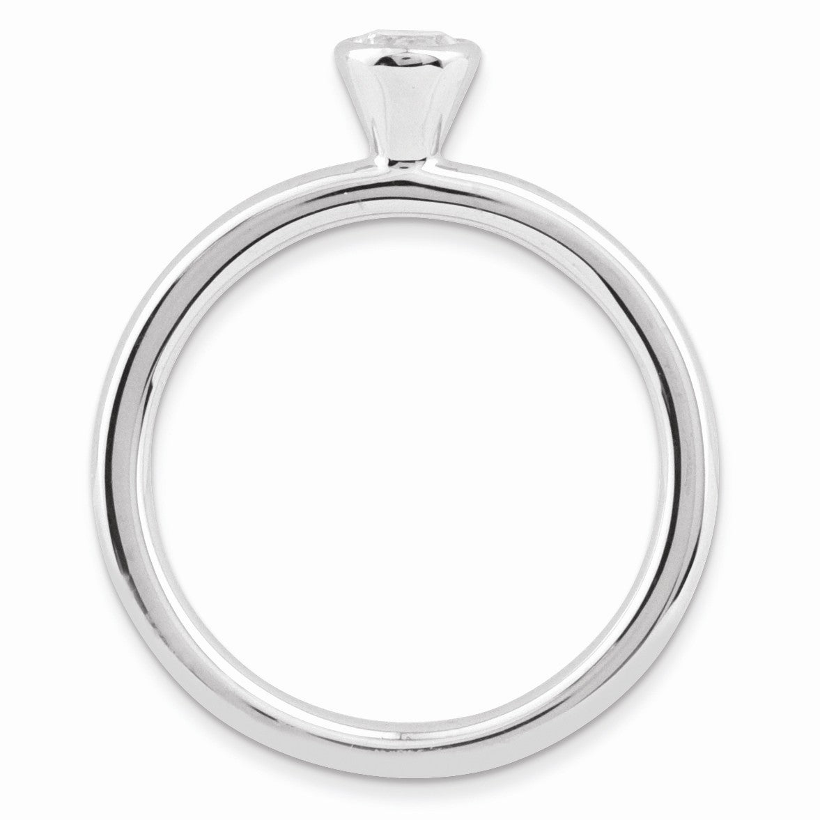 Alternate view of the Stackable High Profile 4mm White Topaz Silver Ring by The Black Bow Jewelry Co.