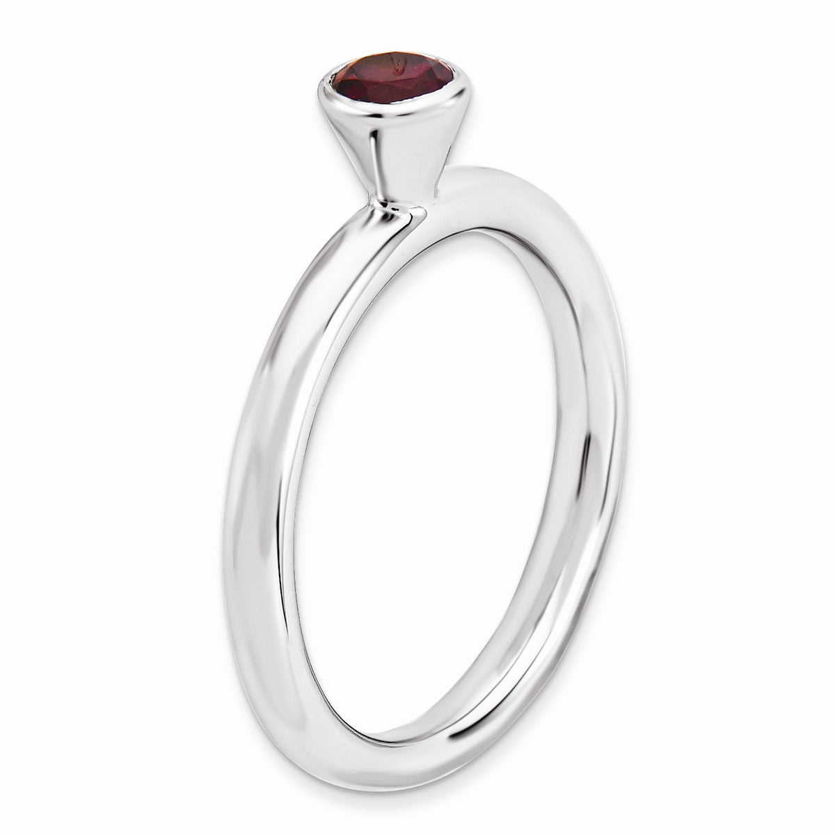 Alternate view of the Stackable High Profile 4mm Rhodolite Garnet Silver Ring by The Black Bow Jewelry Co.