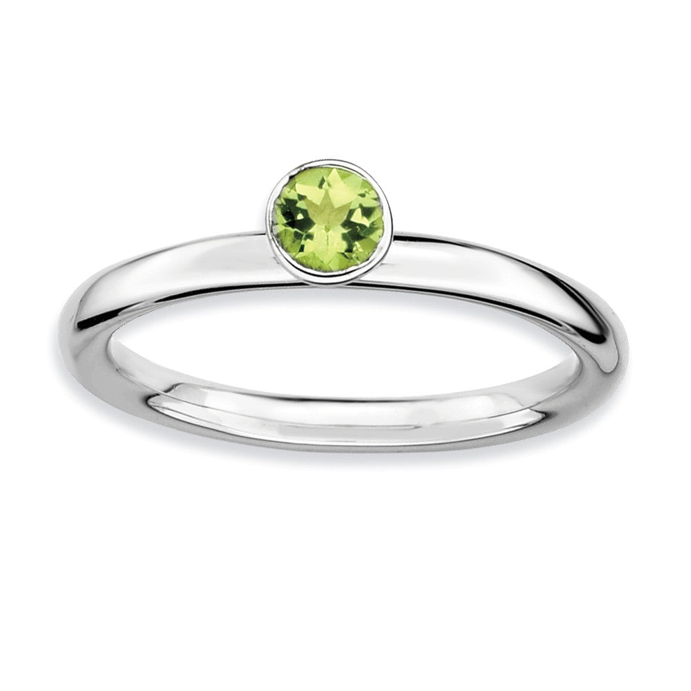 Stackable High Profile 4mm Peridot Silver Ring, Item R9051 by The Black Bow Jewelry Co.