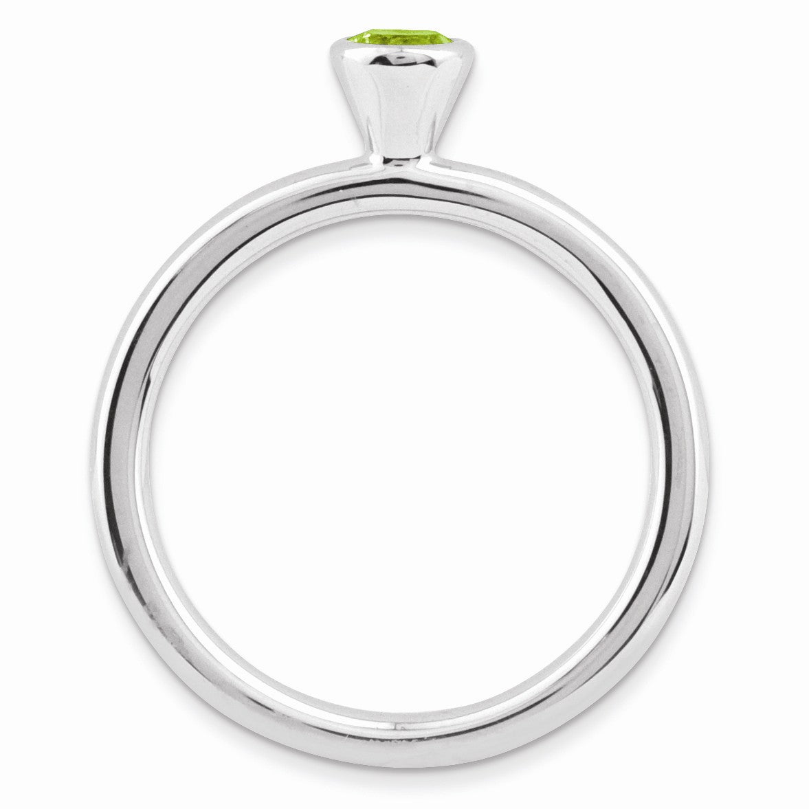 Alternate view of the Stackable High Profile 4mm Peridot Silver Ring by The Black Bow Jewelry Co.