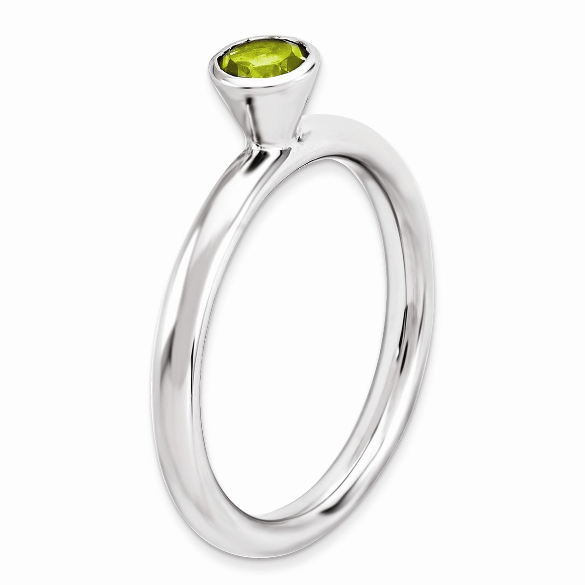 Alternate view of the Stackable High Profile 4mm Peridot Silver Ring by The Black Bow Jewelry Co.