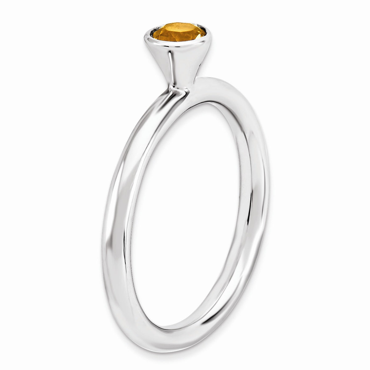 Alternate view of the Stackable High Profile 4mm Citrine Silver Ring by The Black Bow Jewelry Co.