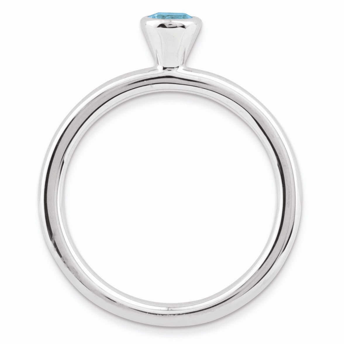 Alternate view of the Stackable High Profile 4mm Blue Topaz Silver Ring by The Black Bow Jewelry Co.