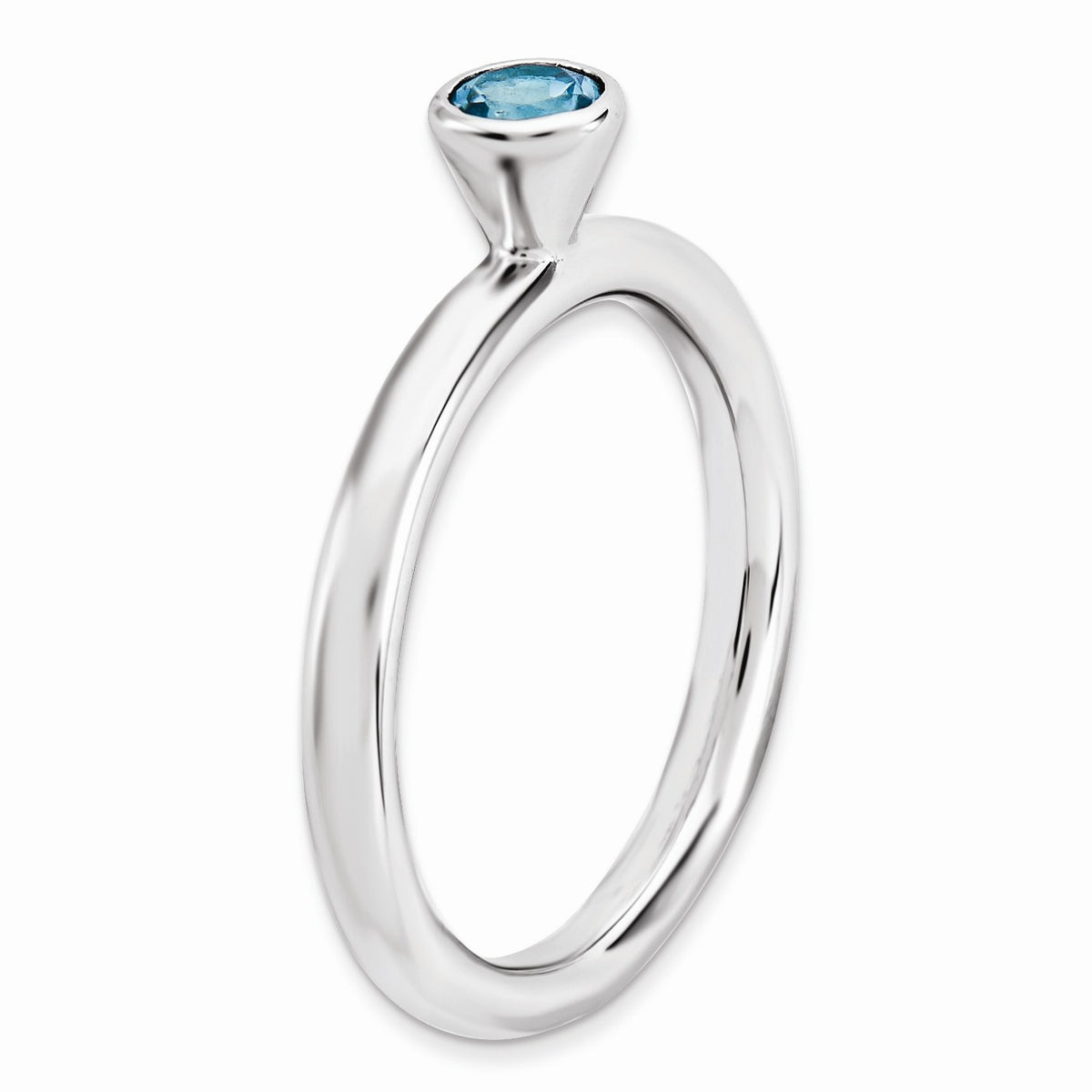 Alternate view of the Stackable High Profile 4mm Blue Topaz Silver Ring by The Black Bow Jewelry Co.
