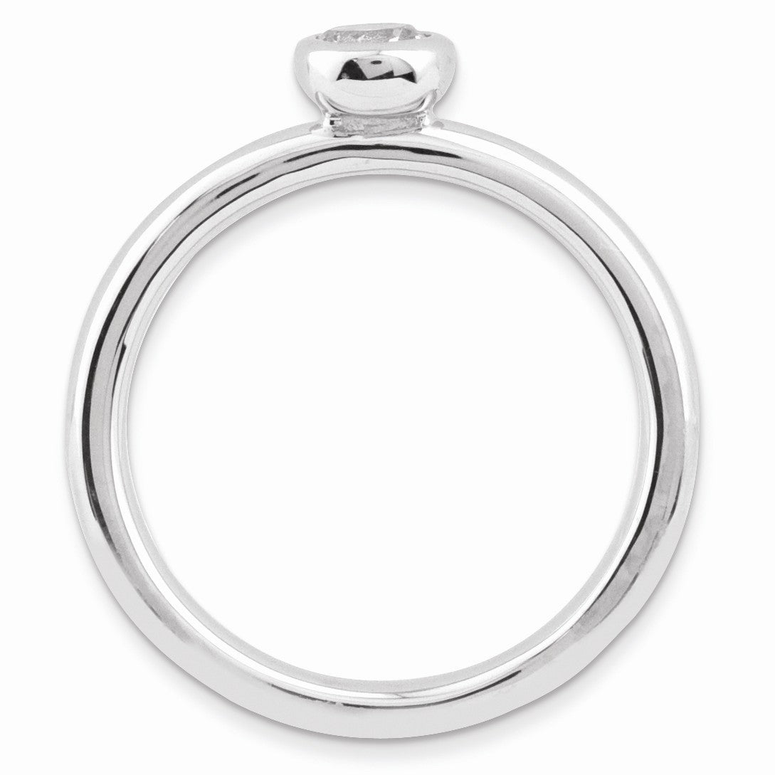 Alternate view of the Stackable Low Profile 4mm White Topaz Silver Ring by The Black Bow Jewelry Co.