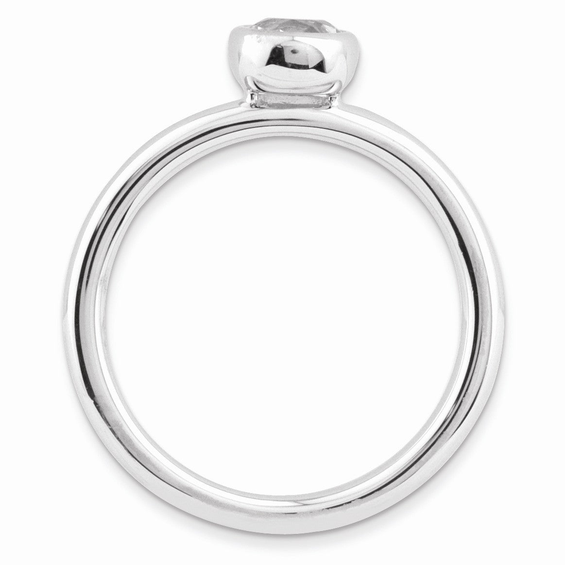 Alternate view of the Stackable Low Profile 5mm White Topaz Silver Ring by The Black Bow Jewelry Co.