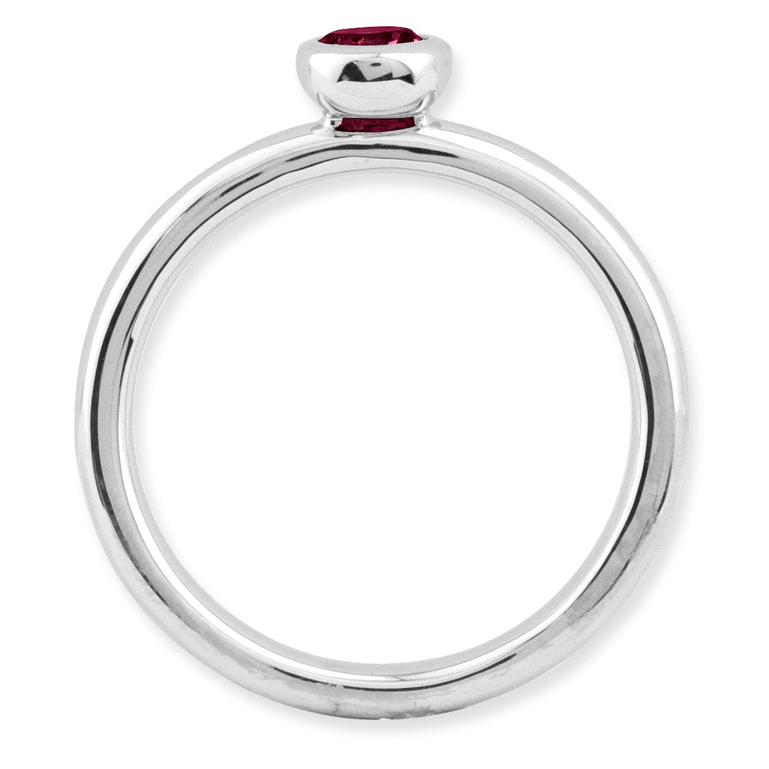 Alternate view of the Stackable Low Profile 4mm Created Ruby Sterling Silver Ring by The Black Bow Jewelry Co.